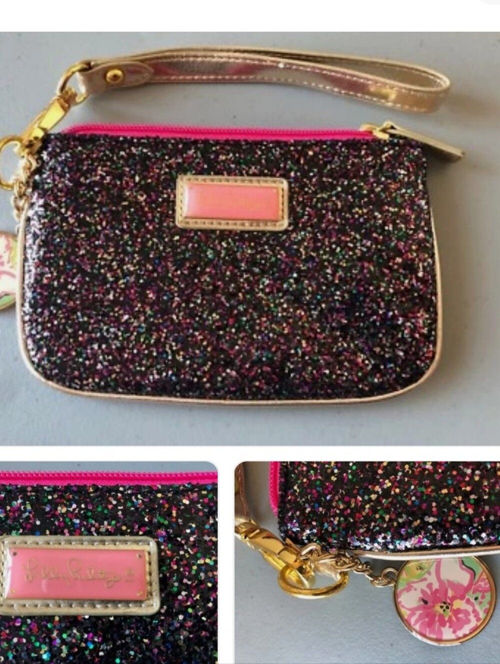 LILLY PULITZER GLITTER MULTI-COLOR WRISTLET COIN POUCH